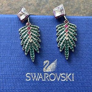 Genuine Swarovski tropical leaf 2 in 1 earrings